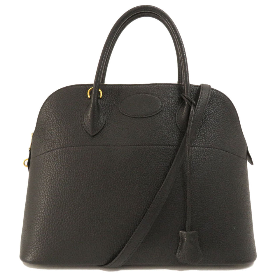 Hermes Bolide 37 Black Gold Hardware Handbag Togo