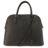 Hermes Bolide 37 Black Gold Hardware Handbag Togo