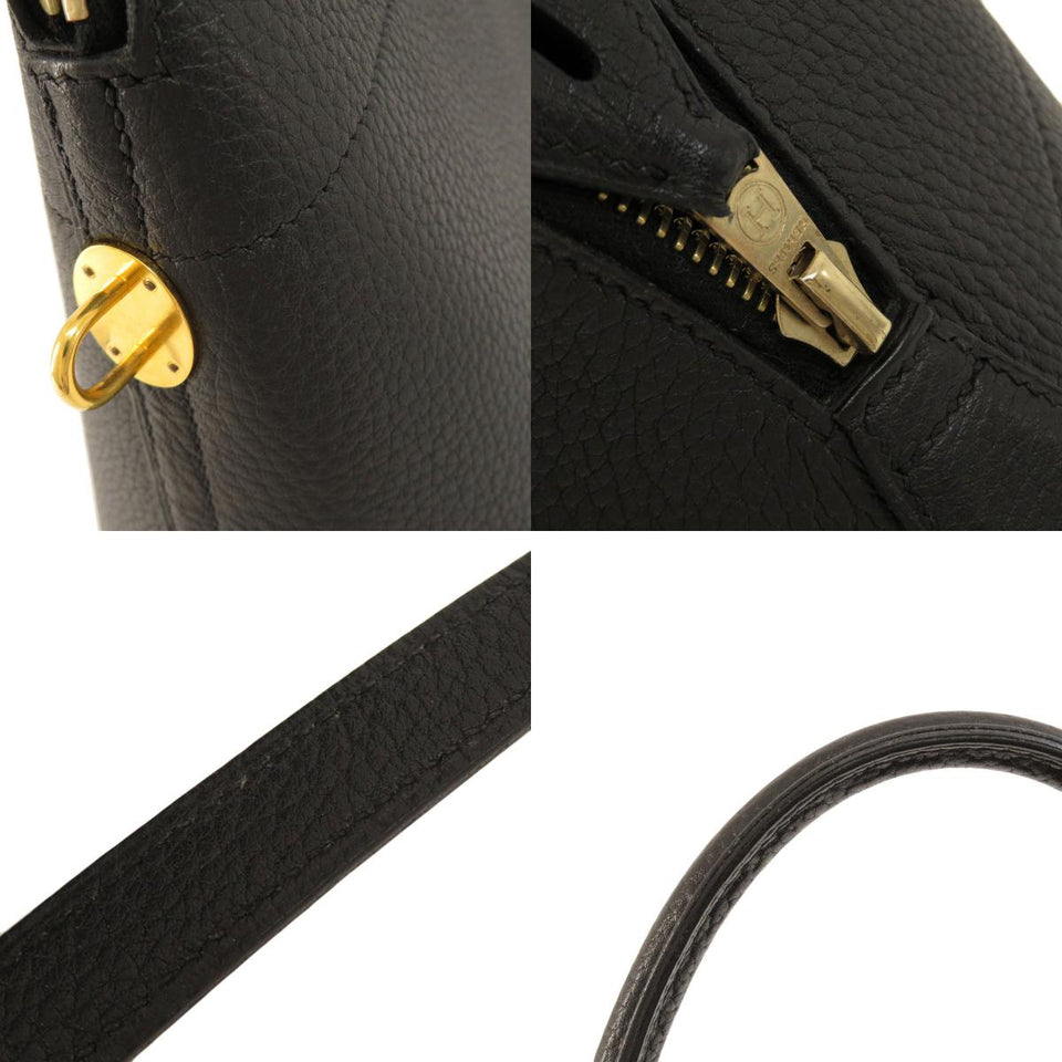 Hermes Bolide 37 Black Gold Hardware Handbag Togo