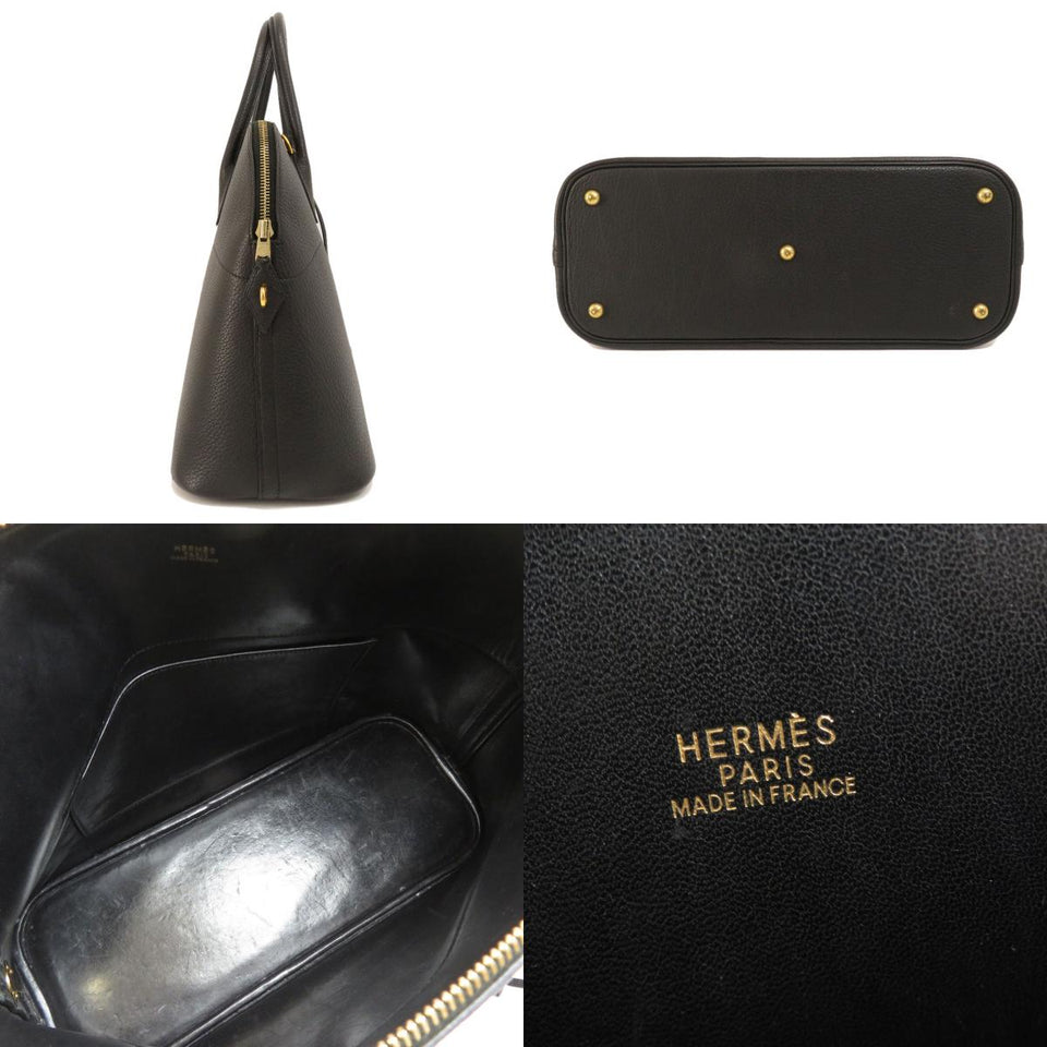 Hermes Bolide 37 Black Gold Hardware Handbag Togo