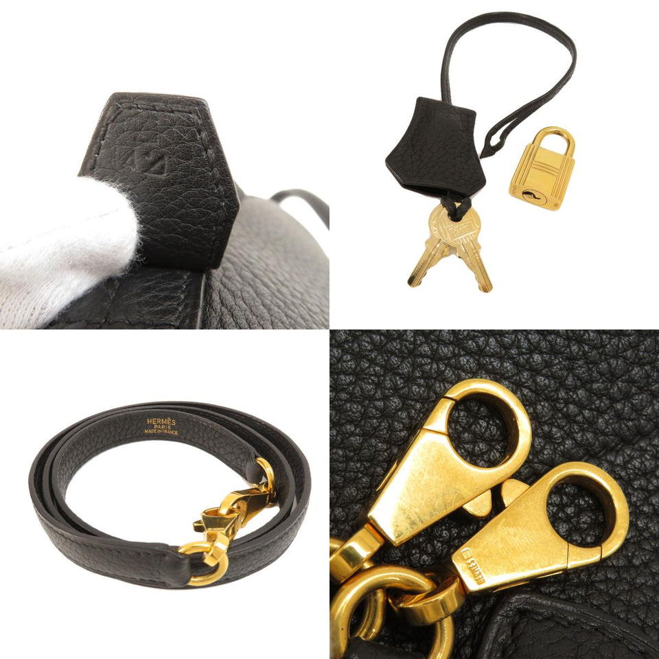 Hermes Bolide 37 Black Gold Hardware Handbag Togo