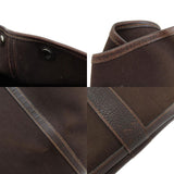 Hermes Garden Party PM Dark Brown Silver Hardware Tote Bag
