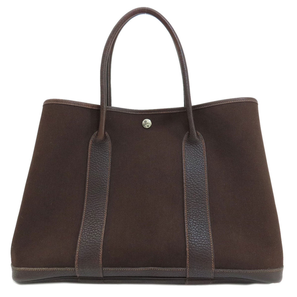 Hermes Garden Party PM Dark Brown Silver Hardware Tote Bag