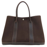 Hermes Garden Party PM Dark Brown Silver Hardware Tote Bag