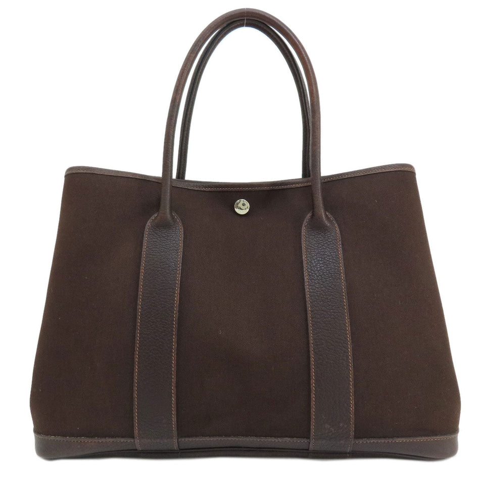 Hermes Garden Party PM Dark Brown Silver Hardware Tote Bag
