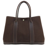 Hermes Garden Party PM Dark Brown Silver Hardware Tote Bag