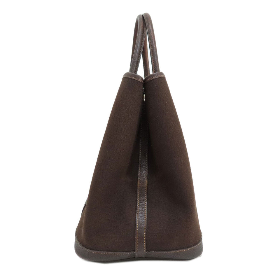 Hermes Garden Party PM Dark Brown Silver Hardware Tote Bag