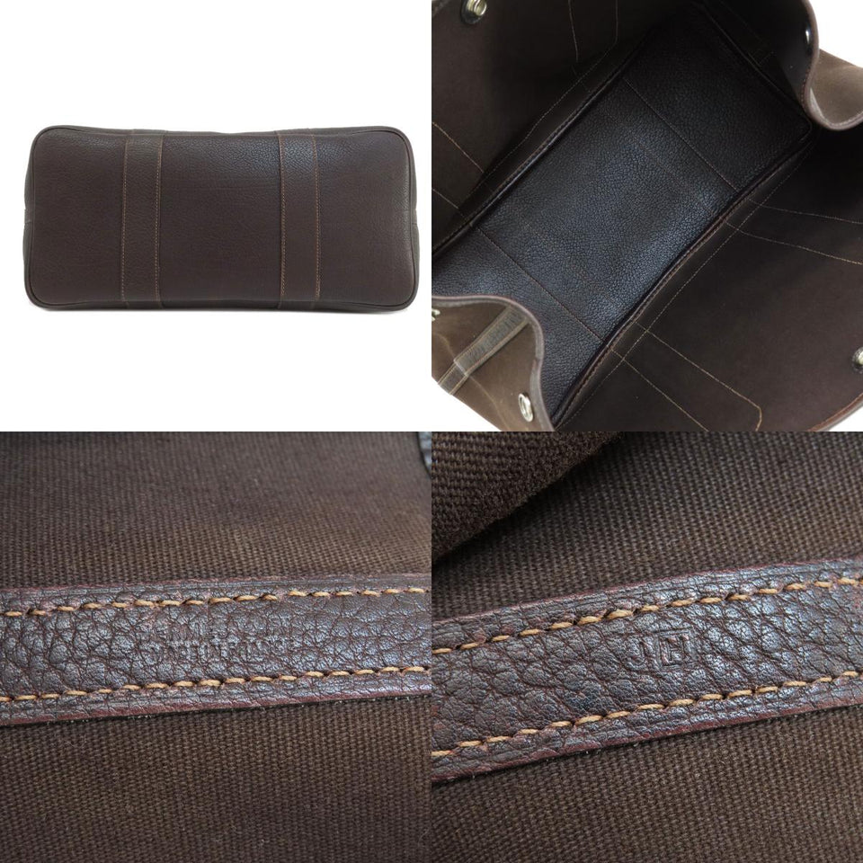 Hermes Garden Party PM Dark Brown Silver Hardware Tote Bag