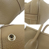 Hermes Garden File MM Etoupe Silver Hardware Tote Bag