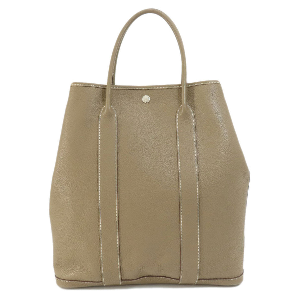 Hermes Garden File MM Etoupe Silver Hardware Tote Bag