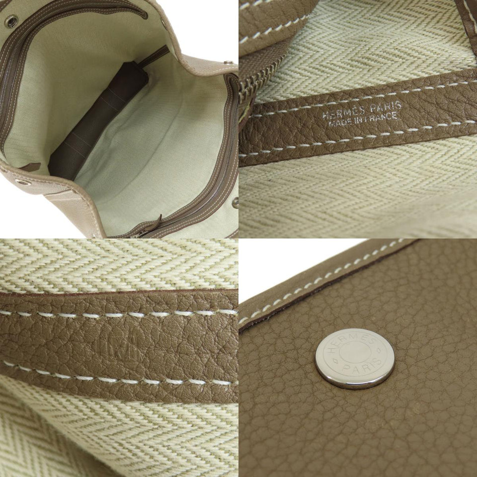Hermes Garden File MM Etoupe Silver Hardware Tote Bag