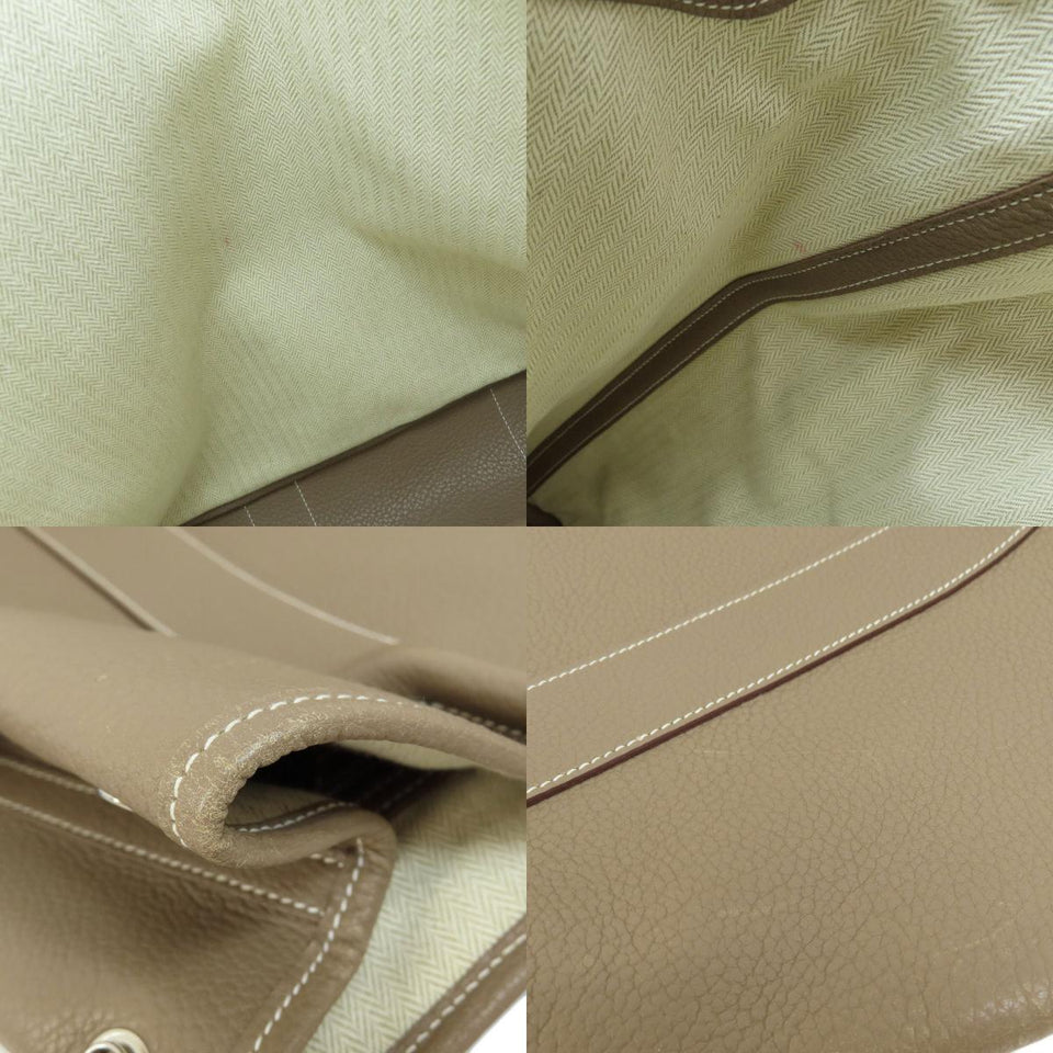 Hermes Garden File MM Etoupe Silver Hardware Tote Bag
