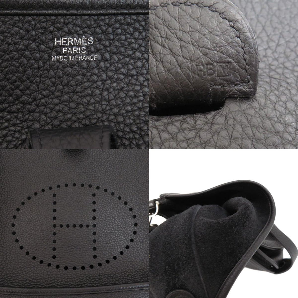 Hermes Evelyn 3 Black Silver Hardware Shoulder Bag Togo