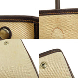 Hermes Garden File Marron Silver Hardware Handbag Toile H