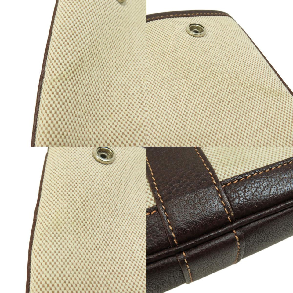Hermes Garden File Marron Silver Hardware Handbag Toile H