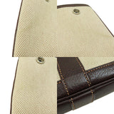 Hermes Garden File Marron Silver Hardware Handbag Toile H