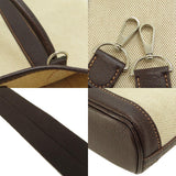 Hermes Garden File Marron Silver Hardware Handbag Toile H