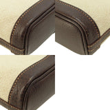 Hermes Garden File Marron Silver Hardware Handbag Toile H