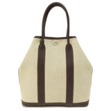 Hermes Garden File Marron Silver Hardware Handbag Toile H
