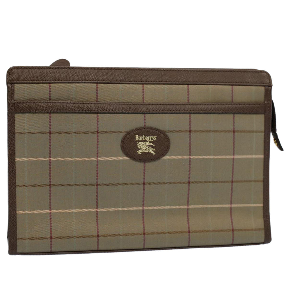 Luxury BurberrySs Nova Check Clutch Bag Nylon Canvas Green Auth 55670