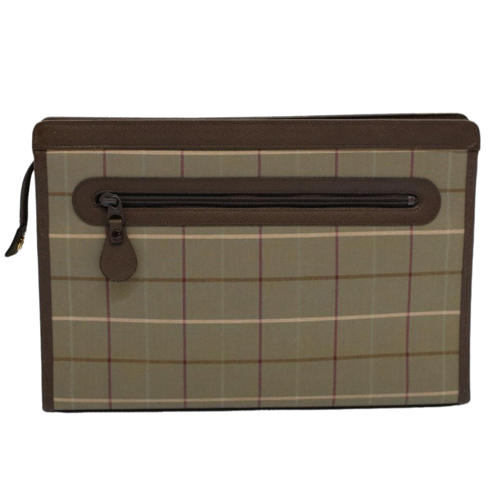 Luxury BurberrySs Nova Check Clutch Bag Nylon Canvas Green Auth 55670