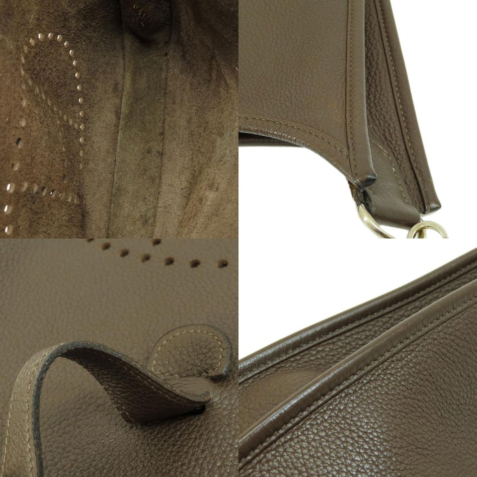 Hermes Evelyn 3 PM Chocolat Silver Hardware Shoulder Bag Taurillon