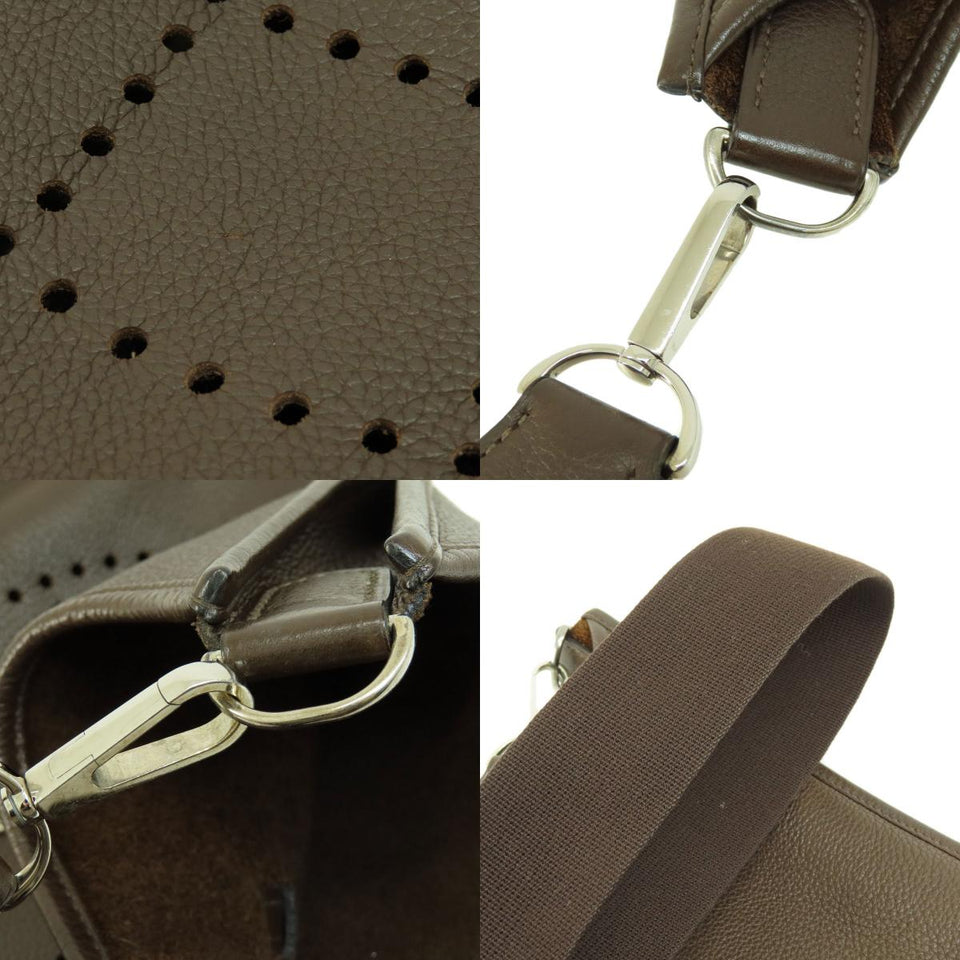 Hermes Evelyn 3 PM Chocolat Silver Hardware Shoulder Bag Taurillon