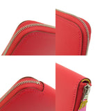 Hermes Azap Silk Red Silver Metal Fittings Long Wallet Coin Purse