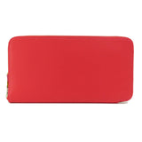 Hermes Azap Silk Red Silver Metal Fittings Long Wallet Coin Purse