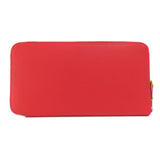 Hermes Azap Silk Red Silver Metal Fittings Long Wallet Coin Purse