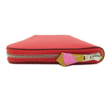 Hermes Azap Silk Red Silver Metal Fittings Long Wallet Coin Purse