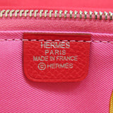 Hermes Azap Silk Red Silver Metal Fittings Long Wallet Coin Purse