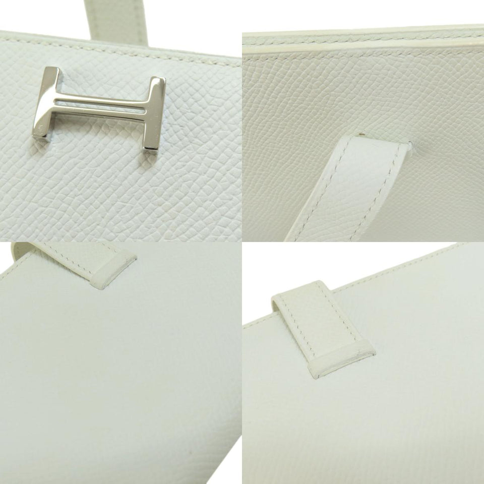 Hermes Bearn Souffle White Silver Metal Fittings Long Wallet