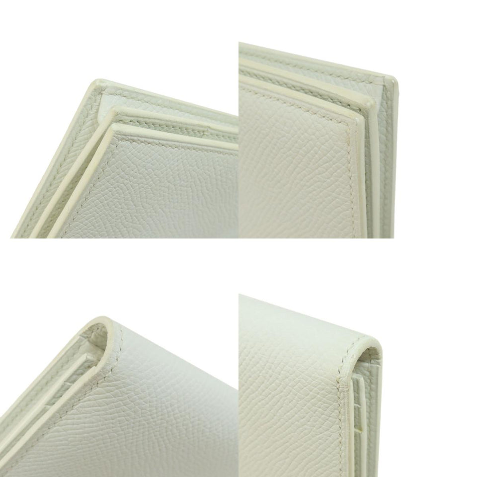 Hermes Bearn Souffle White Silver Metal Fittings Long Wallet