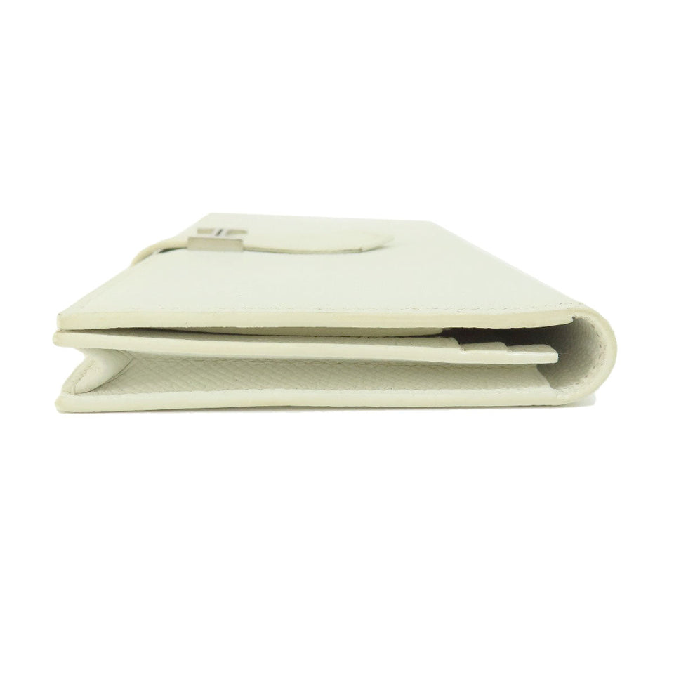 Hermes Bearn Souffle White Silver Metal Fittings Long Wallet