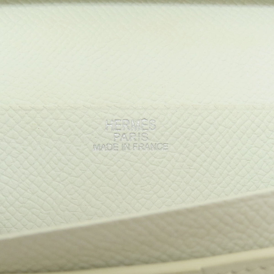Hermes Bearn Souffle White Silver Metal Fittings Long Wallet