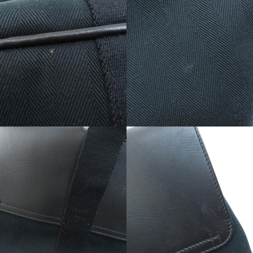 Hermes Valparaiso MM Black Silver Metal Fittings Tote Bag