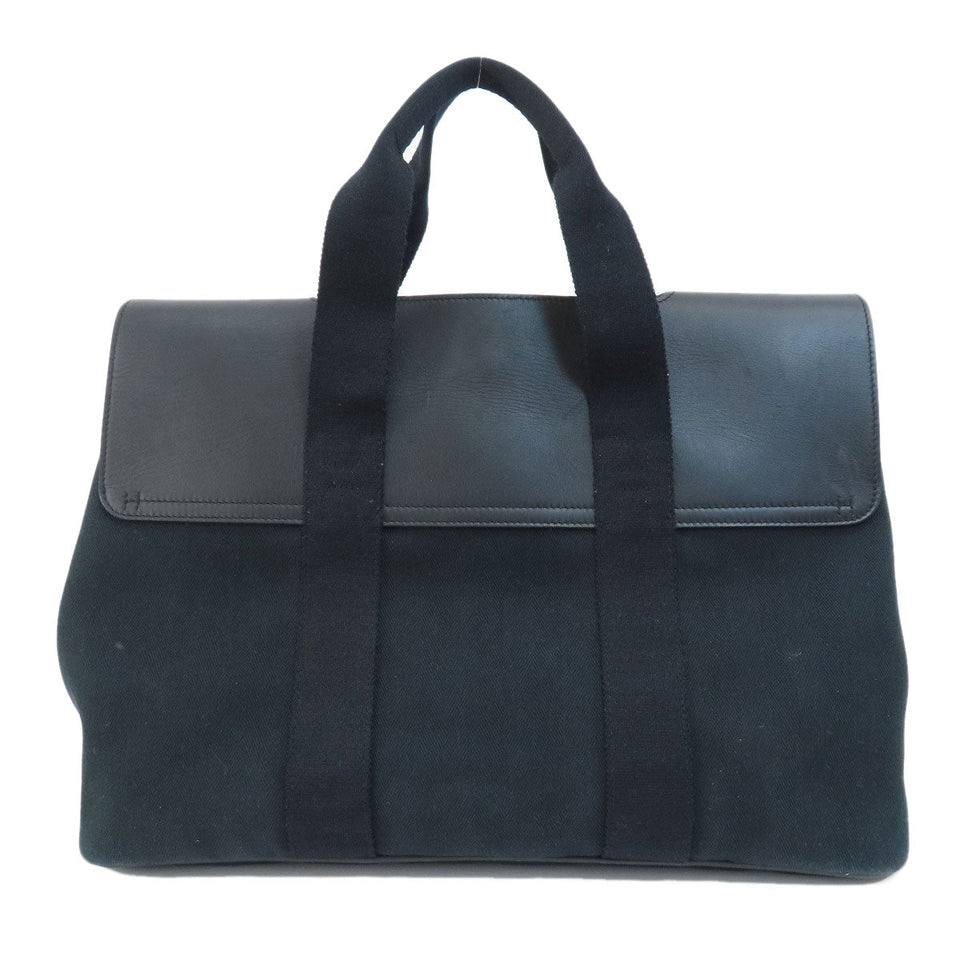 Hermes Valparaiso MM Black Silver Metal Fittings Tote Bag
