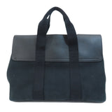 Hermes Valparaiso MM Black Silver Metal Fittings Tote Bag