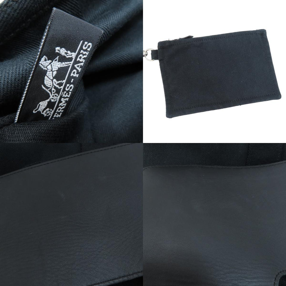 Hermes Valparaiso MM Black Silver Metal Fittings Tote Bag