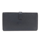 Hermes Bearn Souffle Bleu Nuit Rose Purple Silver Metal Fittings Long Wallet