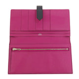 Hermes Bearn Souffle Bleu Nuit Rose Purple Silver Metal Fittings Long Wallet