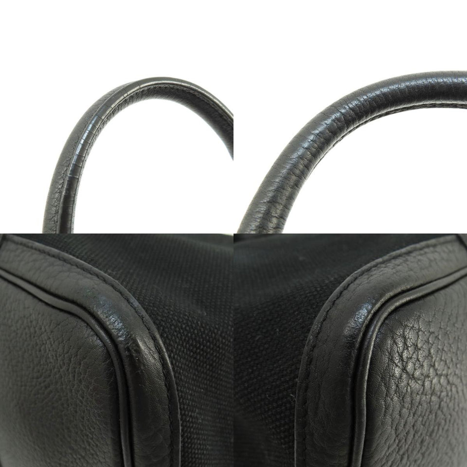 Hermes Petite Centure Black Silver Metal Fittings Tote Bag Canvas