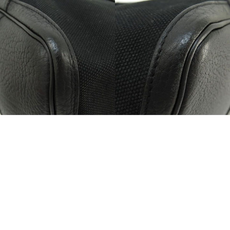 Hermes Petite Centure Black Silver Metal Fittings Tote Bag Canvas