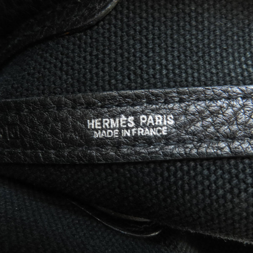Hermes Petite Centure Black Silver Metal Fittings Tote Bag Canvas