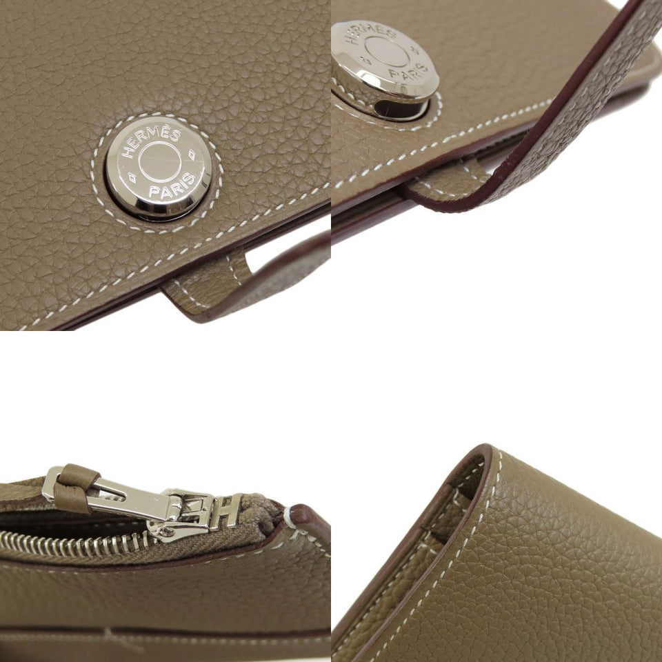 Hermes Dogon GM Etoupe Silver Metal Fittings Long Wallet
