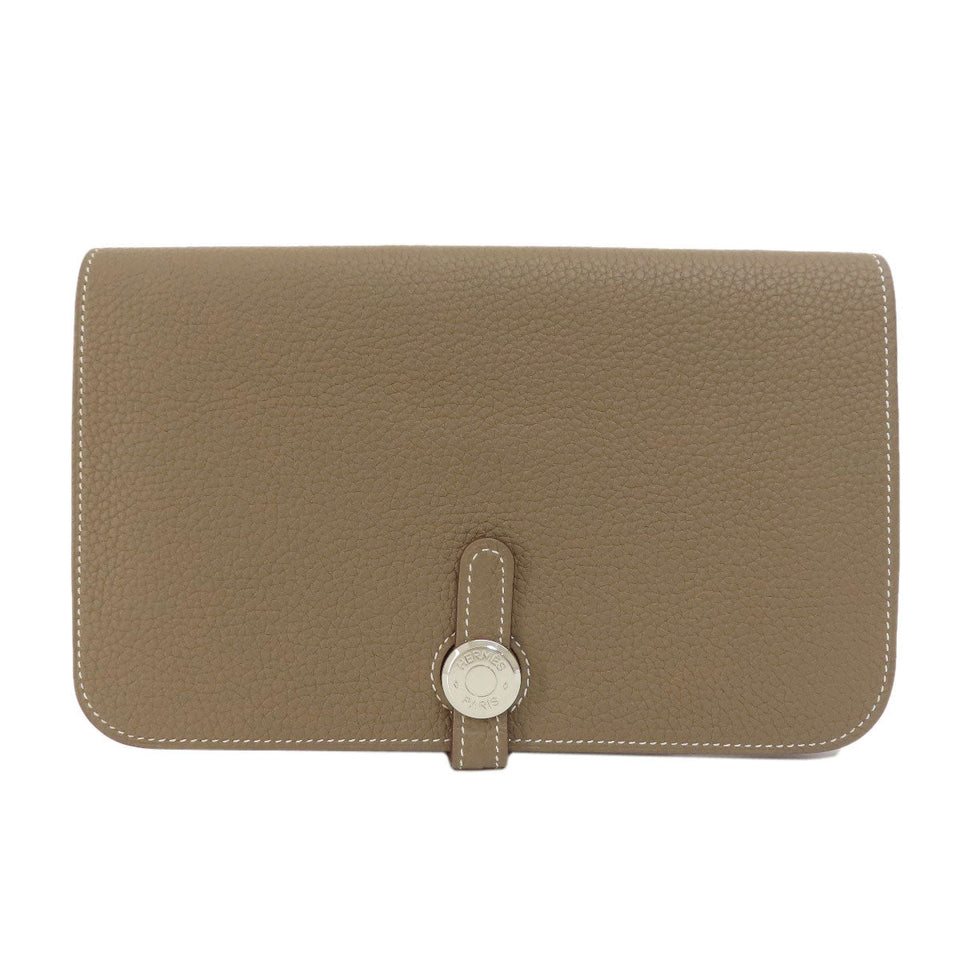 Hermes Dogon GM Etoupe Silver Metal Fittings Long Wallet