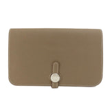 Hermes Dogon GM Etoupe Silver Metal Fittings Long Wallet