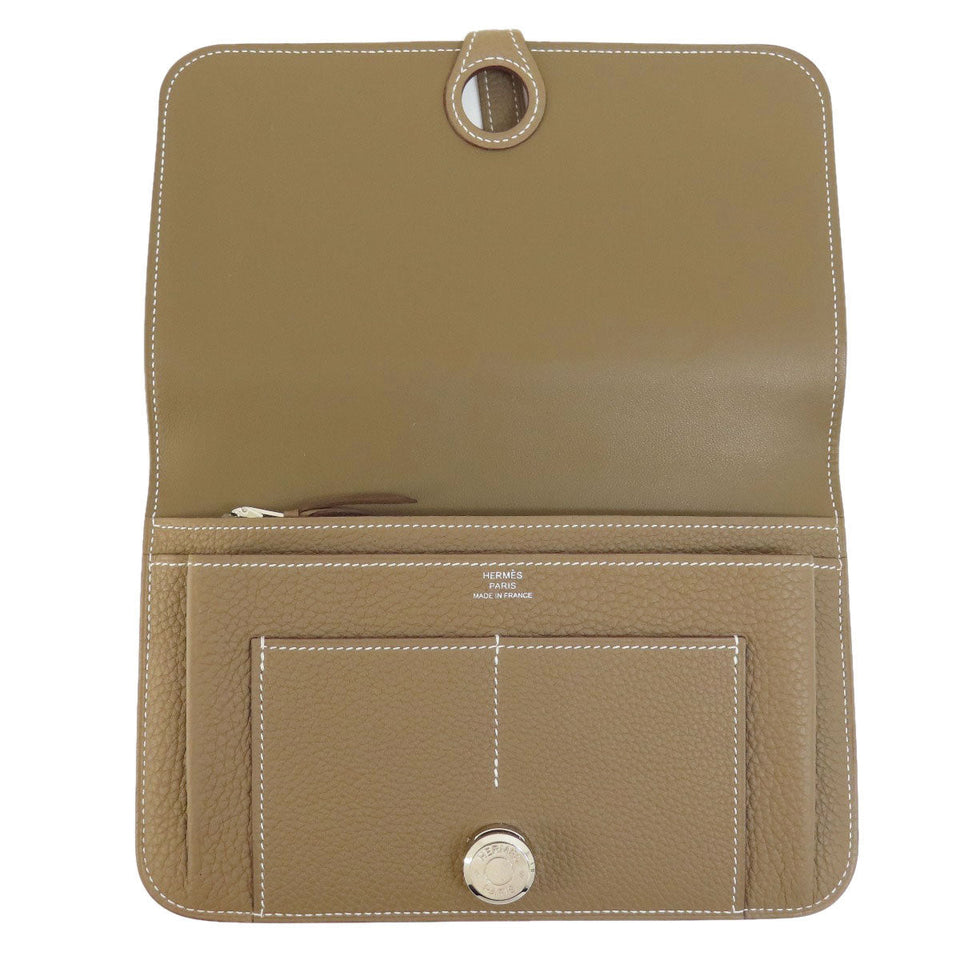 Hermes Dogon GM Etoupe Silver Metal Fittings Long Wallet