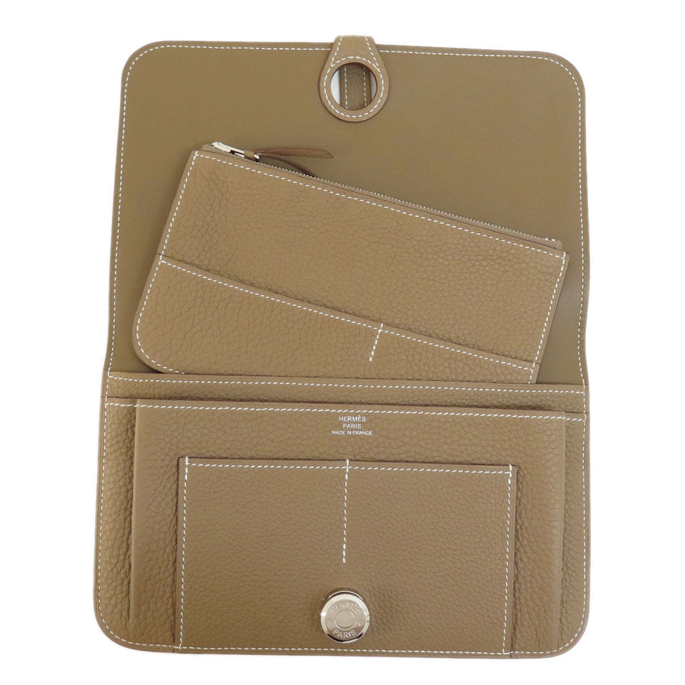 Hermes Dogon GM Etoupe Silver Metal Fittings Long Wallet